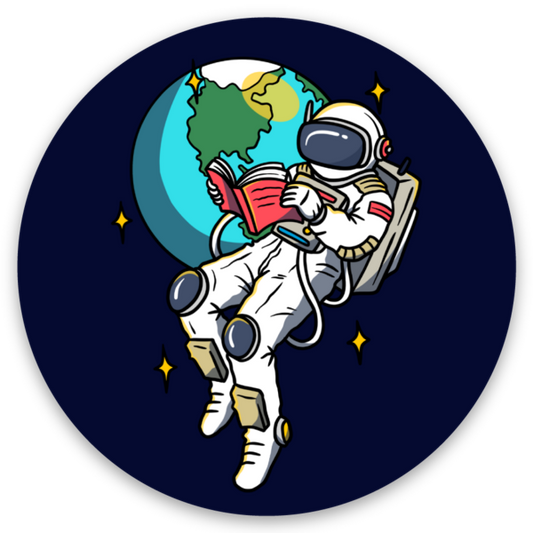 Reading Astronaut Sticker